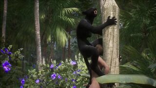 Realistic furry suit blowjob and fucking (black panther version)