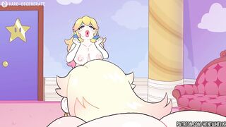 Two futanari fucked a giant Princess Peach