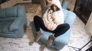 Face Fuck While Wearing White Fur Coat and Ugg Boots 208