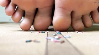 Giantess Smashing Little People on Yoga Mat