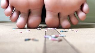 Giantess Smashing Little People on Yoga Mat