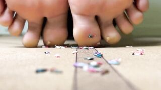 Giantess Smashing Little People on Yoga Mat