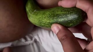 Indian girl ass fuck with cucumber and dick pussy