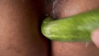 Indian girl ass fuck with cucumber and dick pussy