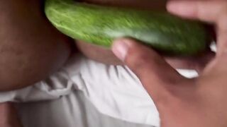 Indian girl ass fuck with cucumber and dick pussy