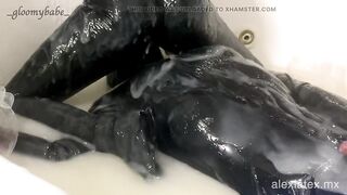 Playing in cum with Gloomy Babe T2, messy sex - Alex Latex