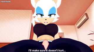 Rouge the Bat from Sonic Gives You A Footjob Hentai POV