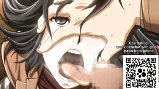 Mikasa Ackerman sucks cock, nice blowjob sounds - Attack on Titan Uncensored Hentai