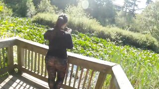 Sheer Leggings Nature Walk With Fat Booty Flashing