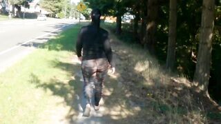 Sheer Leggings Nature Walk With Fat Booty Flashing