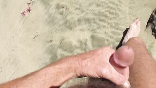 Steve wanking on beach