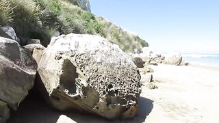 Steve wanking on beach