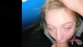 Blonde Slut gives Deepthroat Blowjob to a Stranger in Public