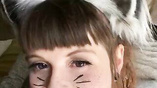 Kitty Cat Cosplay Blowjob and Pet Play - ASMR and CIM