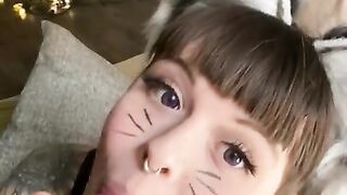 Kitty Cat Cosplay Blowjob and Pet Play - ASMR and CIM