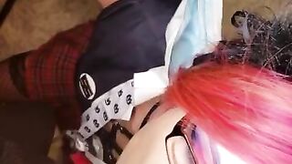 Faejynx Sucks Ghost's Giant Cock Cosplaying as Junko School Girl in Detention Kink Blowjob POV