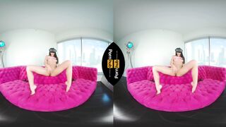 VR 180 - Solo Gamer Girl Milana Ricci Masturbating to VR Porn