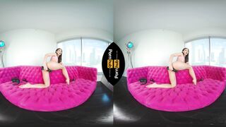 VR 180 - Solo Gamer Girl Milana Ricci Masturbating to VR Porn