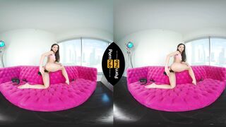 VR 180 - Solo Gamer Girl Milana Ricci Masturbating to VR Porn