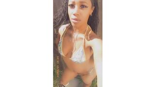 Tionna Tease Modeling two Piece Bikini Outdoors