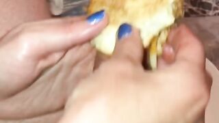 Wife was so Hungry she made herself a Cock Meat Sandwich W/ Cheese to Eat