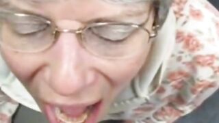 Neighbor granny gave me blowjob and let me cum in her mouth