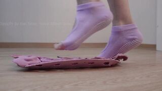 Crushing Egg Carton Wearing Yoga Socks | TrissTV on ManyVids