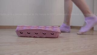 Crushing Egg Carton Wearing Yoga Socks | TrissTV on ManyVids