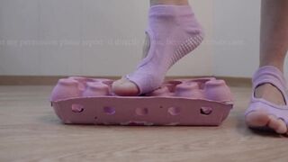 Crushing Egg Carton Wearing Yoga Socks | TrissTV on ManyVids