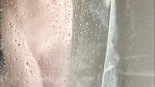 Hidden Iphone Catches Horny Tattooed Step-mom Masturbating in the Shower in Hot Portrait Video