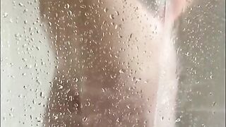 Hidden Iphone Catches Horny Tattooed Step-mom Masturbating in the Shower in Hot Portrait Video