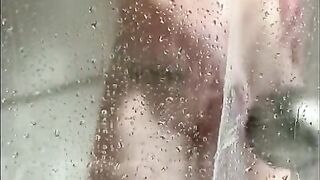 Hidden Iphone Catches Horny Tattooed Step-mom Masturbating in the Shower in Hot Portrait Video