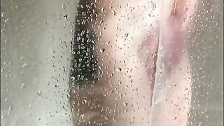 Hidden Iphone Catches Horny Tattooed Step-mom Masturbating in the Shower in Hot Portrait Video