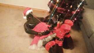 Louise Latex Naughty Santa Hogtied