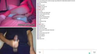 Brunette teasing and watching a guy jerk off on webcam