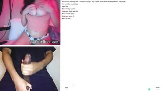 Brunette teasing and watching a guy jerk off on webcam