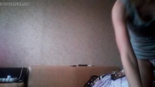 Hacked laptop camera. Girl in underpants