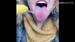 Amazing Sloppy Banana Spit Gagging