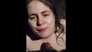 Fat Cowslut Sucks Cock in Street