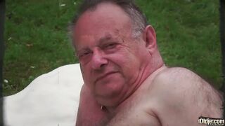 Beautiful horny teen fucking grandpa takes huge cumshot