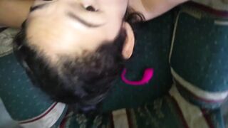 Latina Colombian Teen Receiving a Cumshot in Face and Mouth after Giving a Sloppy Blow Job