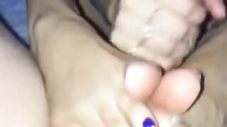 Bathtub Feet and Toe Play Edging Leading up to Footjob Handjob Combo Cumshot