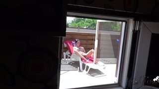 Spy my hot neighbor woman while she tan her beautiful body.