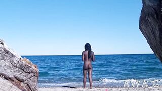 Pissing_ a Filthy French Whore Urinates at the Beach in Front of Tourists