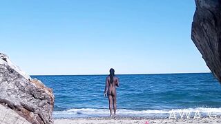 Pissing_ a Filthy French Whore Urinates at the Beach in Front of Tourists