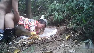 Mature asian street prostitute fuckt in the woods