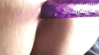 Giant Purple Bubble Wand in Cougar’s Asshole, Smaller one in her Wet Pussy Toying all Holes