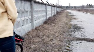 Girl on a Bike Masturbates in Front of a Prison