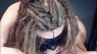 Dreadhead gives Quick Deep Throat and Receives Throat Pie in the End!