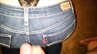 Cum on a Whale tails jeans ass